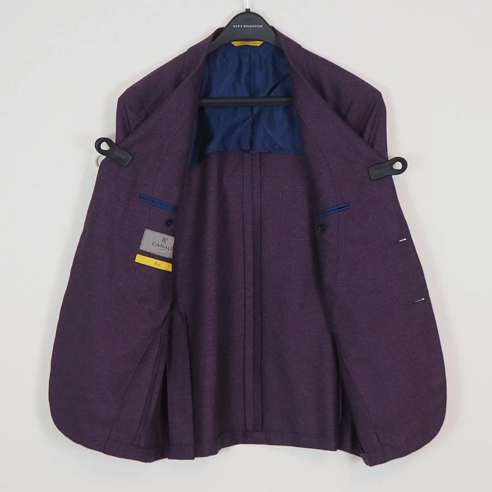 Canali Kei Sport Coat 40R Purple Silk Cashmere Blend Two Button Blazer Italy - Picture 3 of 15